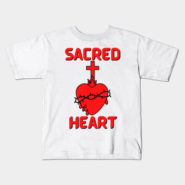 Sacred Heart Red Kids T-Shirt by Claudia Williams Apparel
